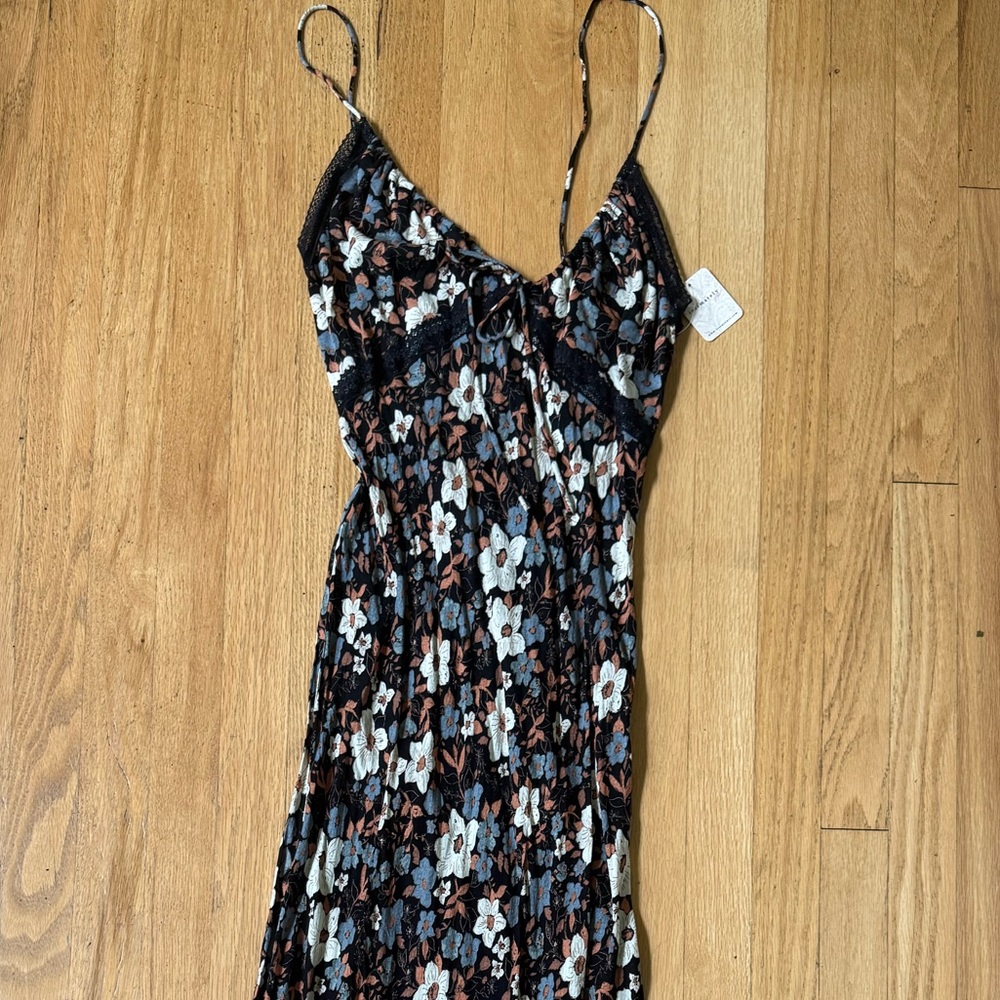 FREE PEOPLE INTIMATELY brown Spaghetti Strap slip maxi sundress sz S NWT - Picture 2 of 8